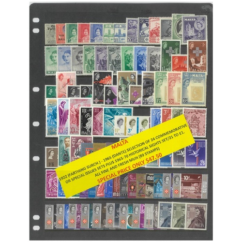 Malta 1922-65 Selection of 24 Commemorative Sets 89 Stamps MUH #411