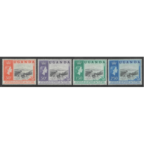Uganda 1962 Nile Discovery Anniversary Set of 4 Stamps SG95/98 MUH 32-32*
