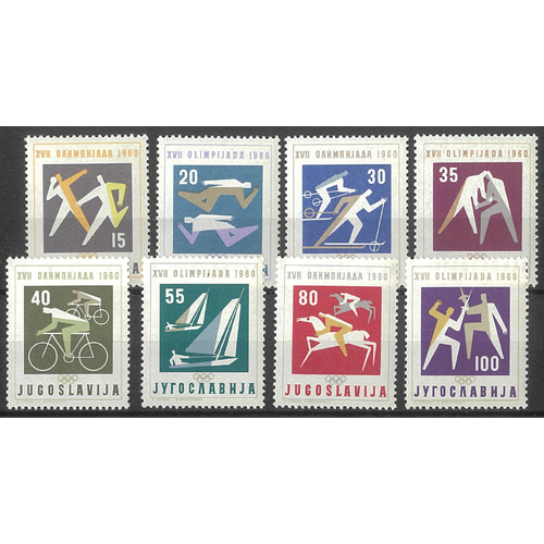Yugoslavia 1960 Olympics Set of 8 Stamps Scott 564/71 Mint Unhinged 32-33