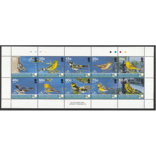 British Virgin Islands 2005 Birds Sheetlet of 10 Stamps SG1167a MUH 4-3