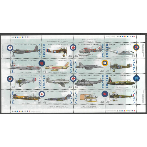 Canada 1999 Air Force Anniversary Sheetlet/16 Stamps SG1929a MUH 4-27
