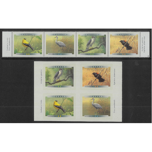 Canada 1999 Birds Strip/4 & Self-adhesive Block/4 Stamps SG1865a 1869/72 MUH 5-6