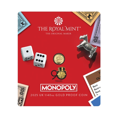 UK 2025 Monopoly 90th Anniversary 1/40oz Gold Proof Coin