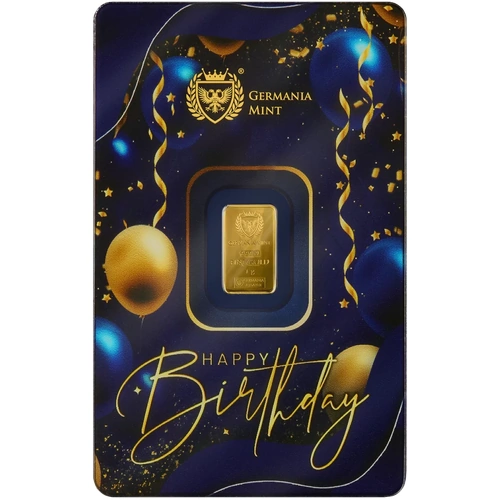 Germania Mint 2025 1 gram  Happy Birthday .9999 Gold Minted Bar