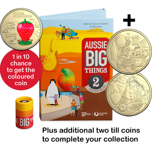 Australia 2025 "Aussie Big Things 2" 12 $1 Coins in Folder & Tube Set