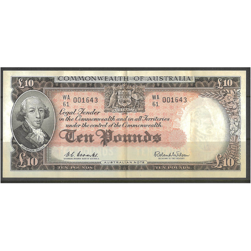 Commonwealth of Australia 1960 £10 Banknote Coombs/Wilson R63 VF/VF+ #P-25