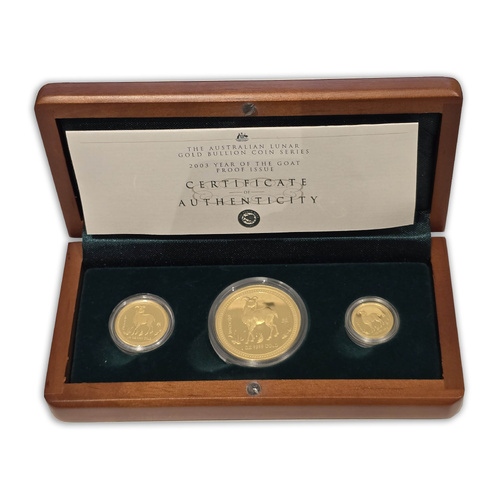 Australia 2003 Year Of The Goat Three-Coin Gold Proof Set