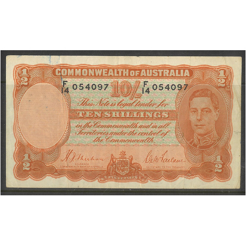 Commonwealth of Australia 1939 Ten Shillings Banknote Sheehan/Macfarlane R12 Fine #P-18