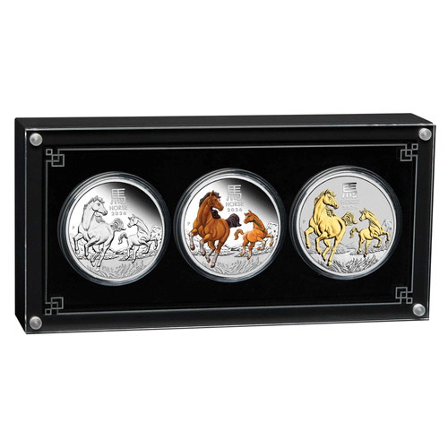 Australia 2026 Year of the Horse 1oz Silver Proof Coins Trio Set