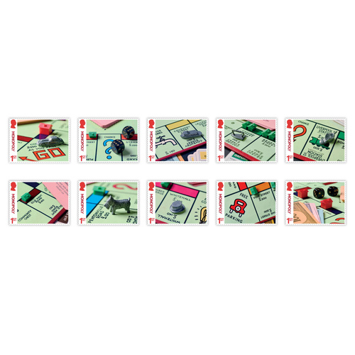 Great Britain 2025 Monopoly 90th Anniversary Set of 10 First Class Stamps MUH