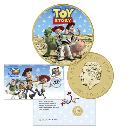 Australia 2025 30 Years Of Toy Story Stamp & $1 Coin PNC