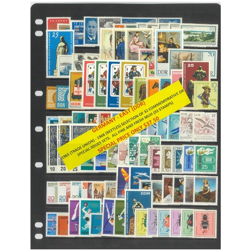 Germany East 1965-68 Selection of 32 Commemorative Sets 93 Stamps MUH #286