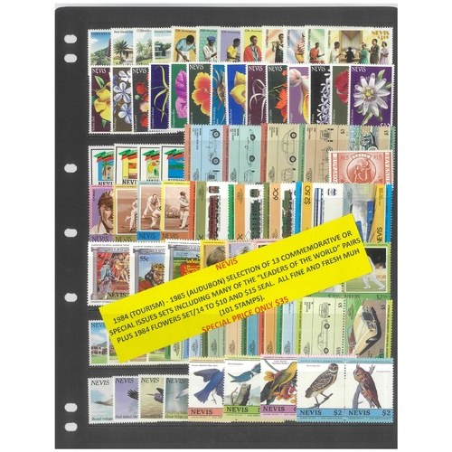 Nevis 1984-85 Selection of 13 Commemorative Sets 101 Stamps MUH #433