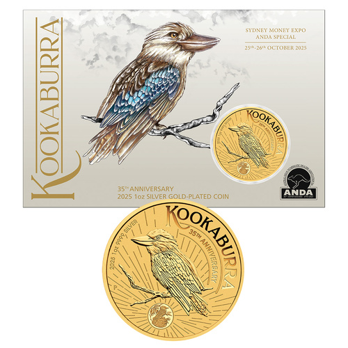 Australia 2025 Sydney ANDA Show Kookaburra 1oz Silver Gold-Plated Coin