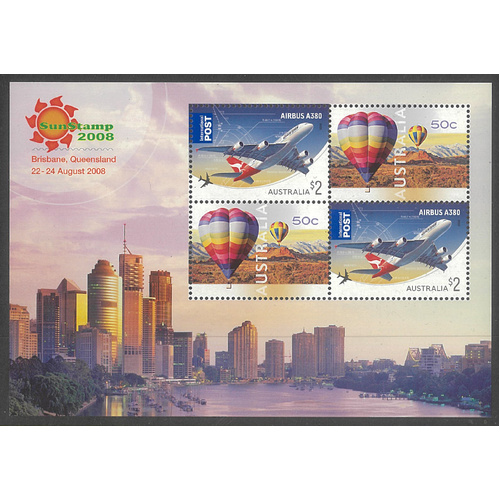 Australia 2008 "Sunstamp 2008" Overprint Aviation Mini Sheet SG3052 MUH 5-10