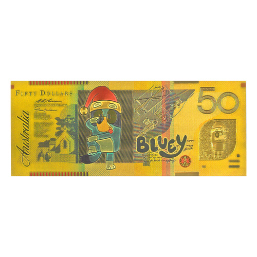 Australia $50 Bluey Christmas 24K Gold Foil Fantasy Note