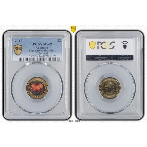 Australia 2017 Planet Mars Coloured $2 Coin PCGS MS69