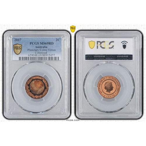 Australia 2017 Planet Venus Coloured Two Cents 2c Coin PCGS MS69RD