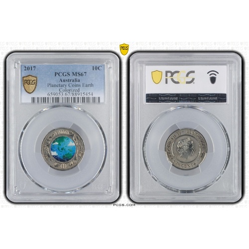 Australia 2017 Planet Earth Coloured Ten Cents 10c Coin PCGS MS67
