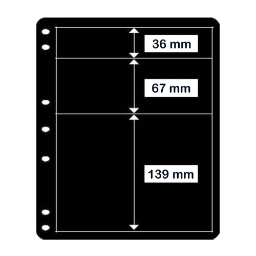 Prinz Single-Sided Stock Page (3 Divisions) for First Day Covers Pack of 10