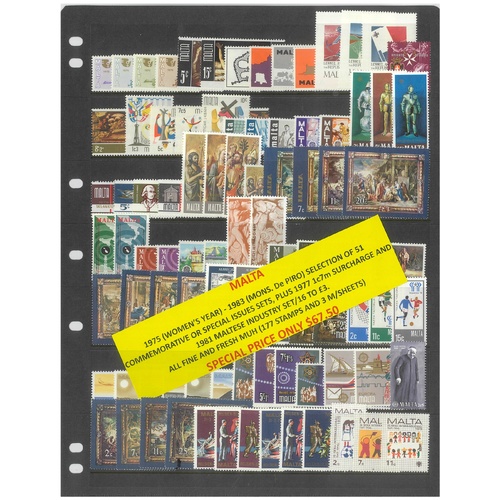 Malta 1975-83 Selection of 51 Commemorative Sets 177 Stamps & 3 Mini Sheets MUH #284