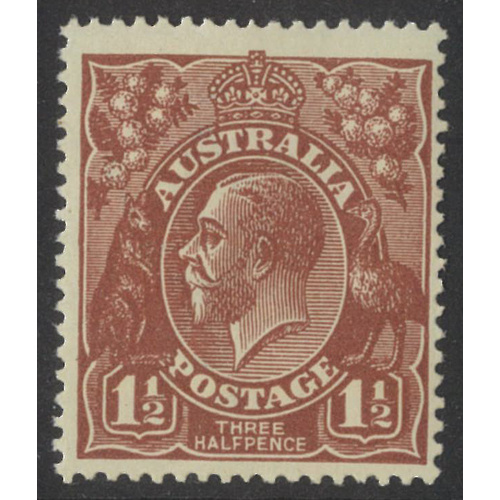 Australia KGV Stamp Single Crown WMK 1½d Deep Red-Brown SG59 MUH #AUBK