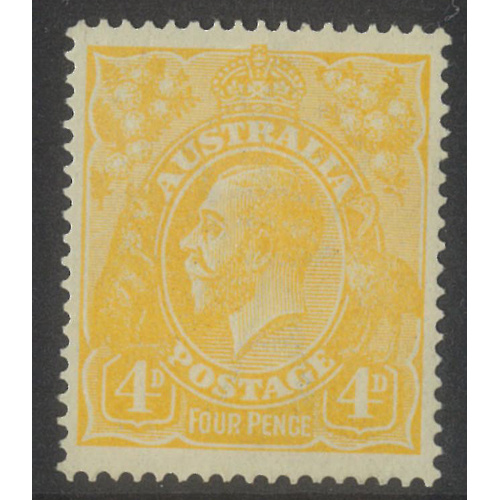 Australia KGV Stamp Single Crown WMK 4d Lemon SG22b MVLH #AUBK