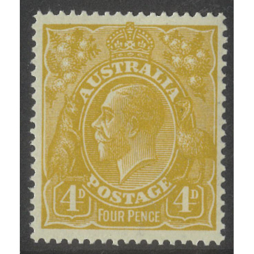 Australia KGV Stamp Single Crown WMK 4d Olive-Yellow SG80 MUH #AUBK