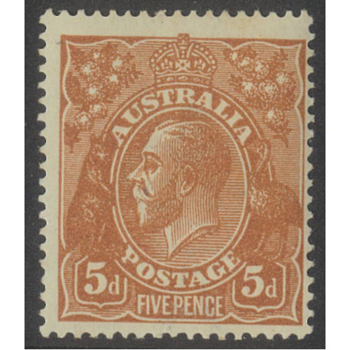 Australia KGV Stamp Single Crown WMK 5d Orange-Brown SG23ba MUH #AUBK