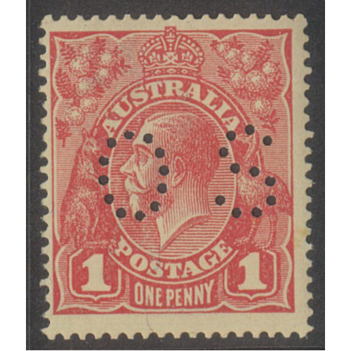 Australia KGV Stamp Single Crown WMK 1d Carmine-Red Die I Perf OS SG O39 MUH #AUBK