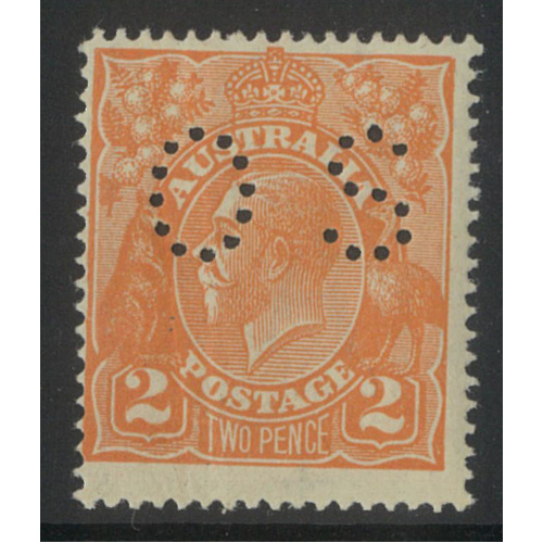 Australia KGV Stamp Single Crown WMK 2d Orange Perf OS SG O71 MUH #AUBK