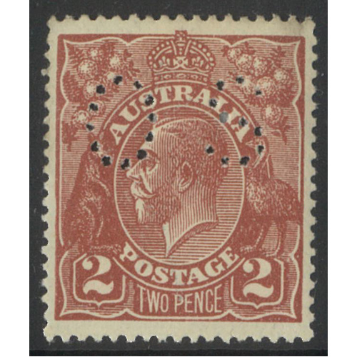 Australia KGV Stamp Single Crown WMK 2d Red-Brown Perf OS SG O81 MLH #AUBK