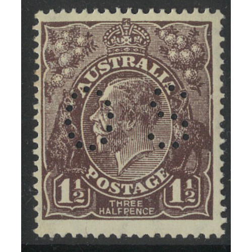Australia KGV Stamp Large Mult WMK 1½d Black-Brown Perf OS SG O64 MUH #AUBK