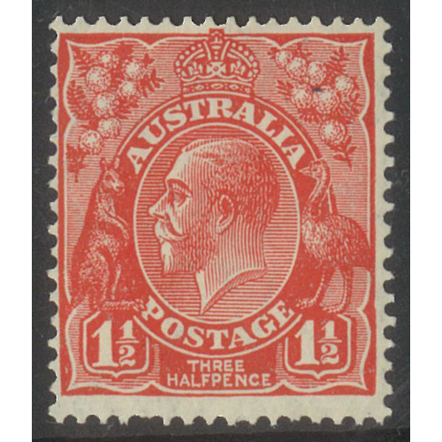 Australia KGV Stamp Small Mult WMK p13½x12½ 1½d Scarlet SG96 MUH #AUBK