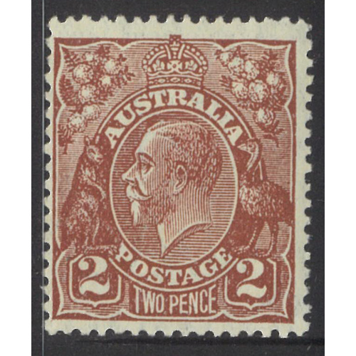Australia KGV Stamp Small Mult WMK p13½x12½ 2d Red-Brown SG98 MUH #AUBK