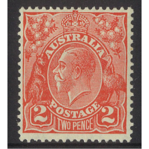 Australia KGV Stamp Small Mult WMK p13½x12½ 2d Scarlet Die II SG99 MUH #AUBK