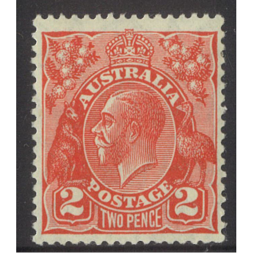 Australia KGV Stamp Small Mult WMK p13½x12½ 2d Scarlet Die III SG99a MUH #AUBK