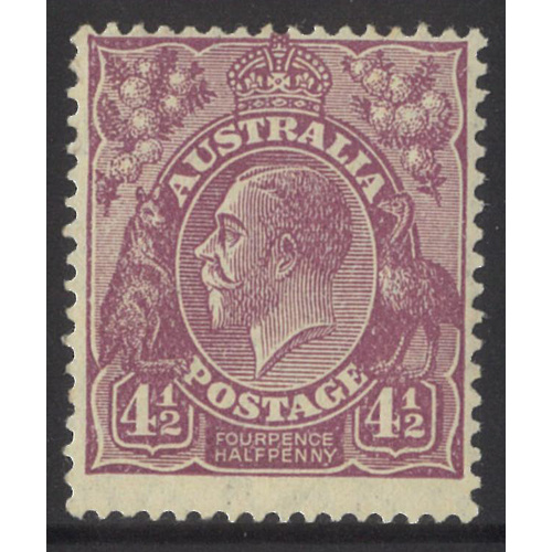 Australia KGV Stamp Small Mult WMK p13½x12½ 4½d Violet SG103 MUH #AUBK