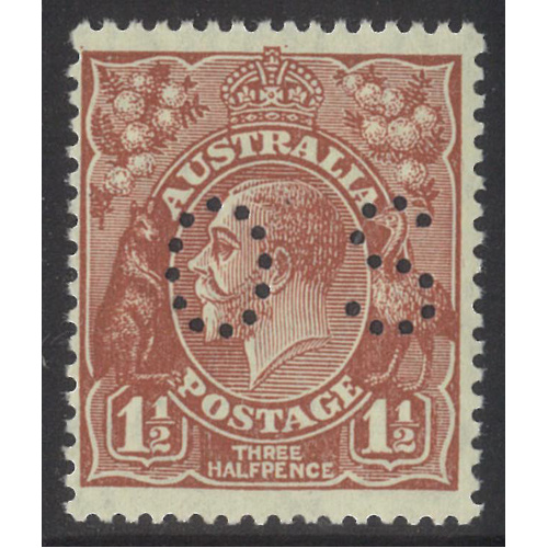 Australia KGV Stamp Small Mult WMK p13½x12½ 1½d Red-Brown Perf OS SG O102 MUH #AUBK