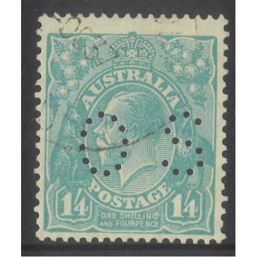 Australia KGV Stamp Small Mult WMK p13½x12½ 1/4 Turquoise Perf OS SG111 FU #AUBK
