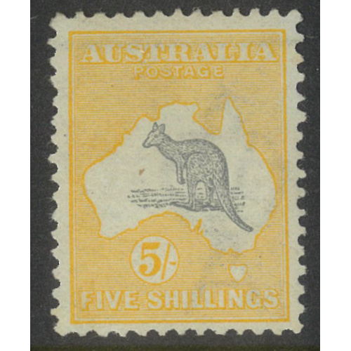 Australia Kangaroo Stamp 1st WMK 5/- Pale Grey & Yellow SG13 MUH #AUBK