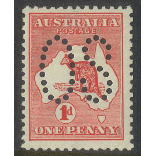 Australia Kangaroo Stamp 1st WMK 1d Red Die II Perf Large OS SG O2d MUH #AUBK