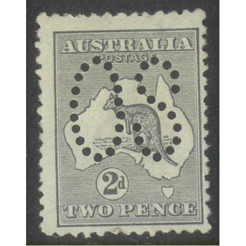 Australia Kangaroo Stamp 1st WMK 2d Grey Perf Large OS SG O3 MUH #AUBK