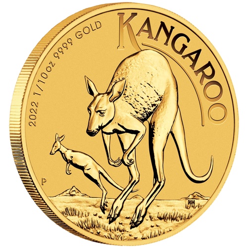 Australian Kangaroo 2022 1/10oz Gold Bullion $15 Coin in Capsule