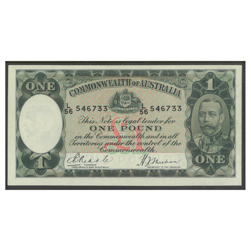 Commonwealth of Australia 1933 One Pound £1 Banknote Riddle/Sheehan R28 aUNC 