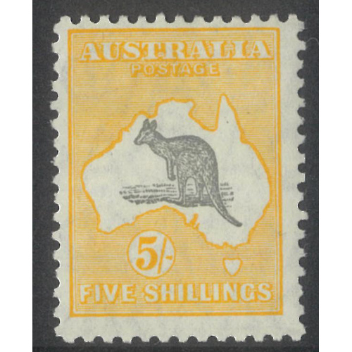 Australia Kangaroo Stamp Small Mult WMK 5/- Grey & Yellow SG111 MUH #AUBK