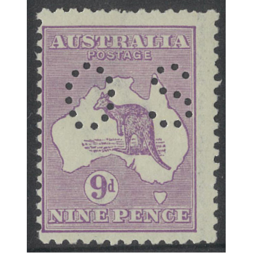 Australia Kangaroo Stamp 3rd WMK 9d Violet Die II Perf Small OS SG O47 MUH #AUBK