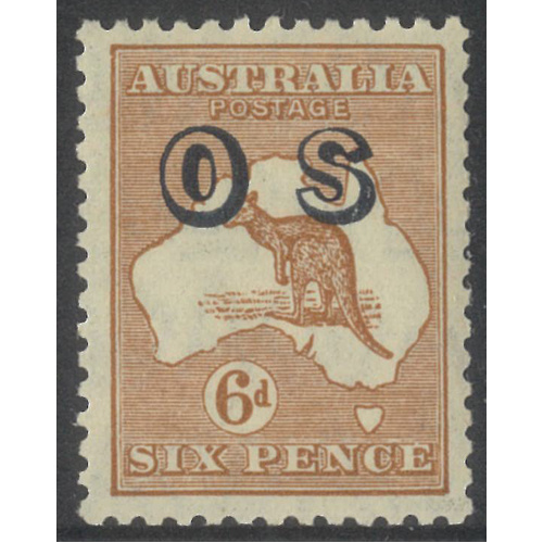Australia Kangaroo Stamp Small Mult WMK 6d Chestnut ovpt OS SG O127 MUH #AUBK