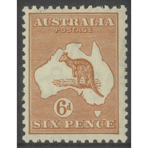 Australia Kangaroo Stamp CofA WMK 6d Chestnut SG132 MUH #AUBK