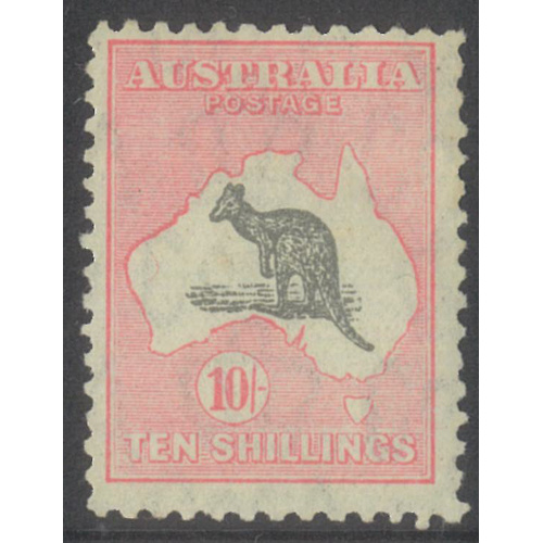 Australia Kangaroo Stamp CofA WMK 10/- Grey & Pink SG136 MUH #AUBK